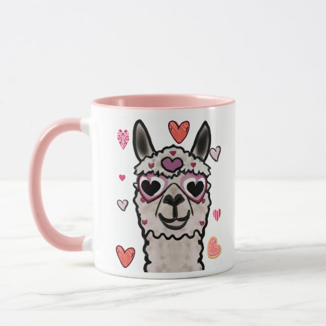 Cooler Llama mit Herzbrille Tasse (Links)