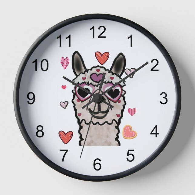 Cooler Llama mit Herzbrille Uhr (Vorderseite)