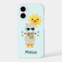 Cooler Llama und lächelnde Kawaii Sun
