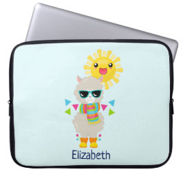 Cooler Llama und lächelnde Kawaii Sun Laptopschutzhülle