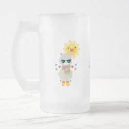 Cooler Llama und lächelnde Kawaii Sun Mattglas Bierglas