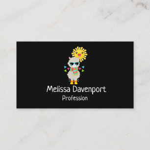 Cooler Llama und lächelnde Kawaii Sun Visitenkarte