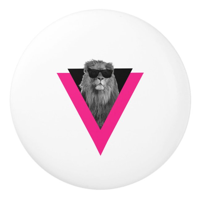 Cooler Löwenknopf Keramik Keramikknauf (Vorderseite)