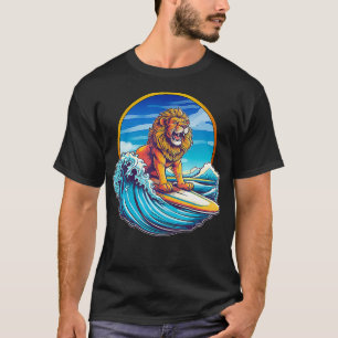 Cooler Löwenkopf auf einem Surfbrett T-Shirt