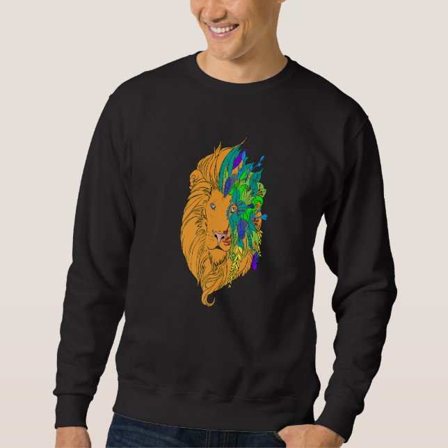 Cooler Löwenkopf Graphic Bright Colorful Sweatshirt (Vorderseite)