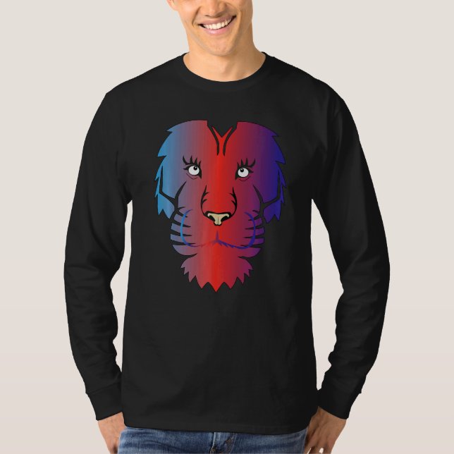Cooler Löwenkopf Graphic Bright Colorful T-Shirt (Vorderseite)