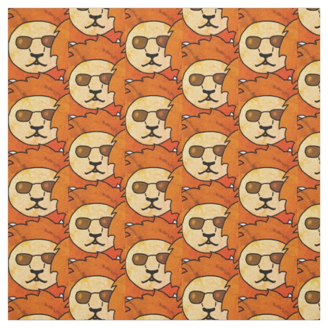 Cooler Löwenkopf Orange Zeichnend Muster Kids Stoff (Muster)