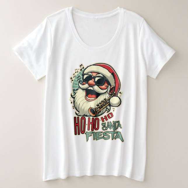 Cooler, lustiger Weihnachtsmann mit Sonnenbrille - Große Größe T-Shirt (Design vorne)