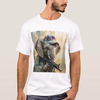 Cooler MAGA-Elefant mit Gun & Camouflage AMERICA T-Shirt
