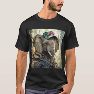 Cooler MAGA-Elefant mit Gun & Camouflage AMERICA T-Shirt