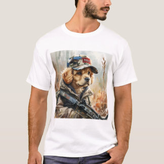 Cooler MAGA Hund mit Gun und Camouflage Niedlicher T-Shirt