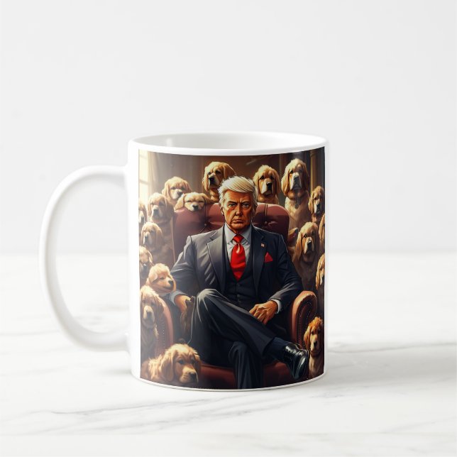 Cooler MAGA Hund TRUMP umgeben von Hunden lustig Kaffeetasse (Links)