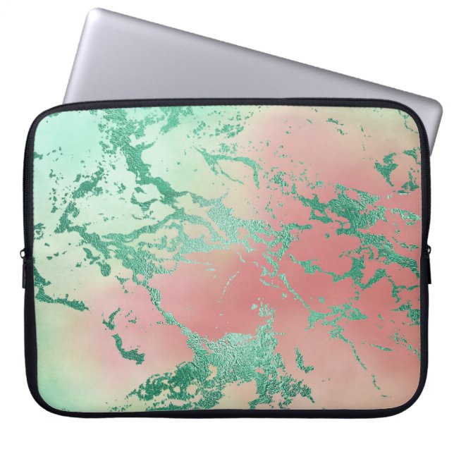 Cooler Marmor | Love Pastel Lila Blue Pink Ombre Laptopschutzhülle (Vorderseite)