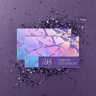 Cooler Marmor Pastellfarbenes Lila Blaurosa Mono Visitenkarte