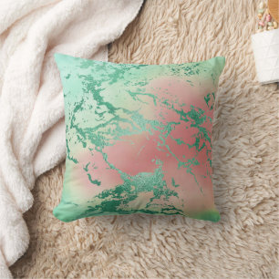 Cooler Marmor Schöne Pastel Coral und Green Ombr Kissen