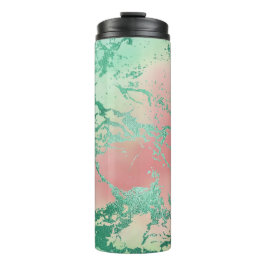Cooler Marmor | Schöne Pastel Coral und Green Ombr Thermosbecher