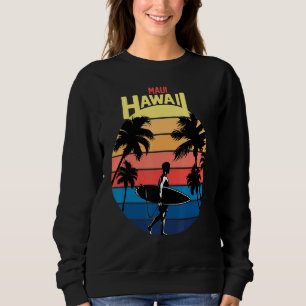Cooler Maui Hawaii Retro Sonnenuntergang mit Palme Sweatshirt