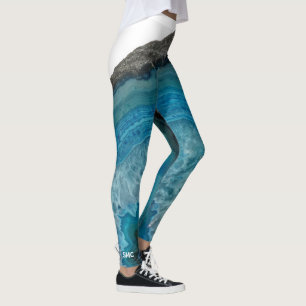 Cooler moderner blauer Achat-Edelstein-Felsen mit Leggings