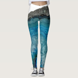 Cooler moderner blauer Achat-Edelstein-Felsen mit Leggings