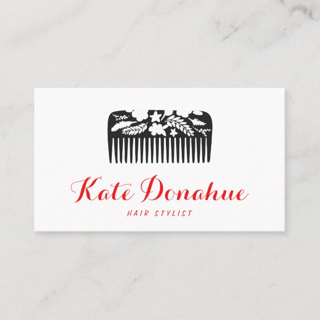Cooler moderner Friseursalon für Blumenkämme Visitenkarte (Vorderseite)