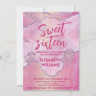 Cooler moderner Glitzer Aquarell lila 16 Einladung