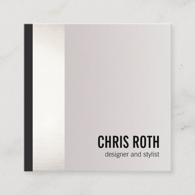 Cooler, moderner Schwarz- und Silberstreifen-Platz Quadratische Visitenkarte (Vorderseite)