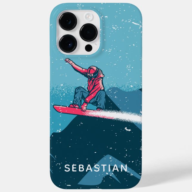 Cooler moderner Snowboarden Personalisierter Name Case-Mate iPhone Hülle (Rückseite)