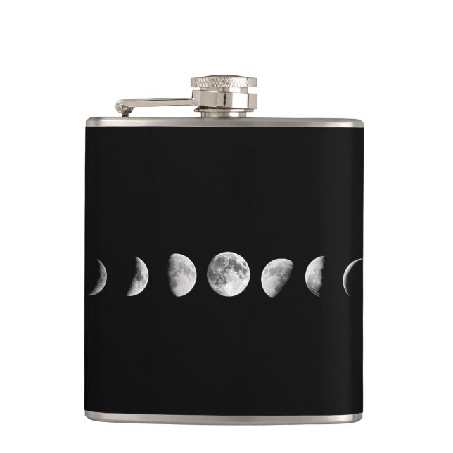 Cooler Mond teilt Flasche in Phasen ein Flachmann (Vorderseite)