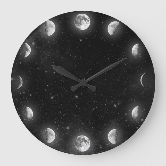 Cooler Mond teilt minimale Neuheits-Wand-Uhr in Große Wanduhr (Vorderseite)