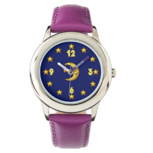 Cooler Mond und Stern-Uhr Armbanduhr