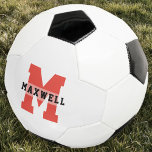 Cooler Monogramm Individuelle Name Classic Red Bla Fußball<br><div class="desc">Cooler moderner individuelle Name Fußball-Ball mit Ihrer monogramm fett sportlichen Typografie. Personalisieren Sie sich mit dem Namen Ihres zukünftigen Fußballstars!</div>