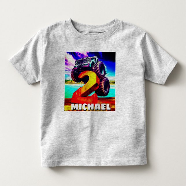 Cooler Monster Truck 2. Geburtstag Kleinkind T-shirt (Vorderseite)