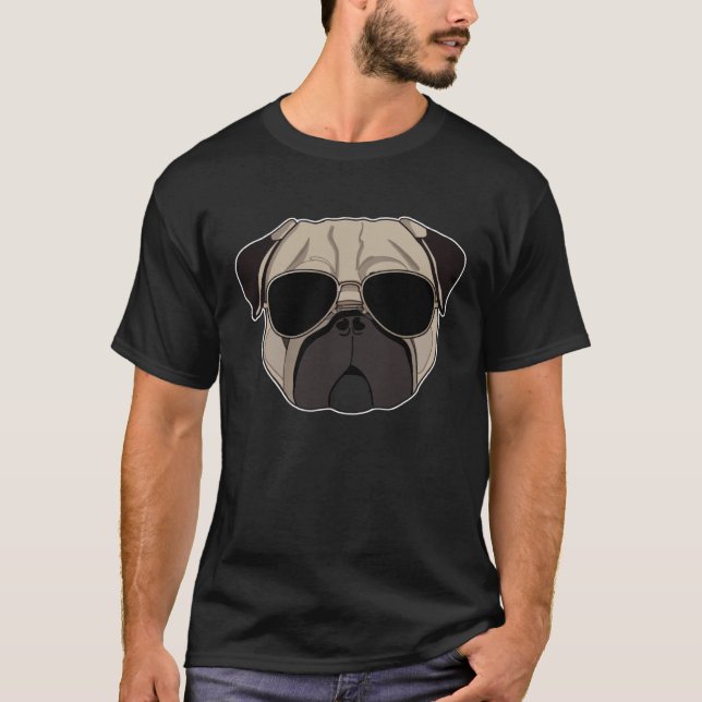 Cooler Mops  Hipster-Mops mit Sonnenbrille T-Shirt (Vorderseite)