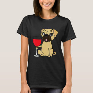 Cooler Mops-Hund, der Rotwein trinkt Hunde T-Shirt