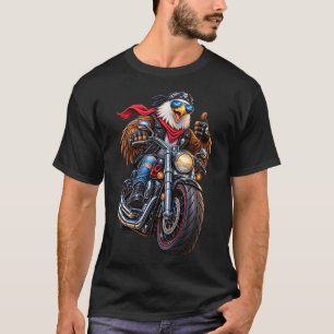 Cooler Motorradadler auf großem Motorrad – Rocksty T-Shirt