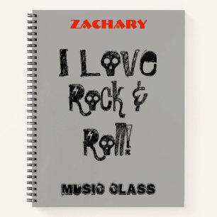 Cooler Musikrock und Roll Skulls Persönlicher Name Notizbuch