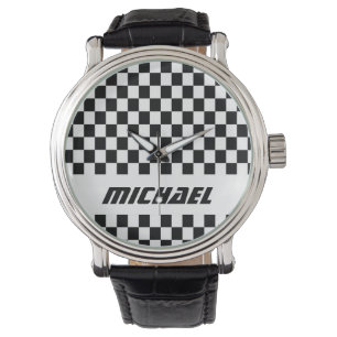 Cooler Name Schwarz/Weiß-Racing Armbanduhr