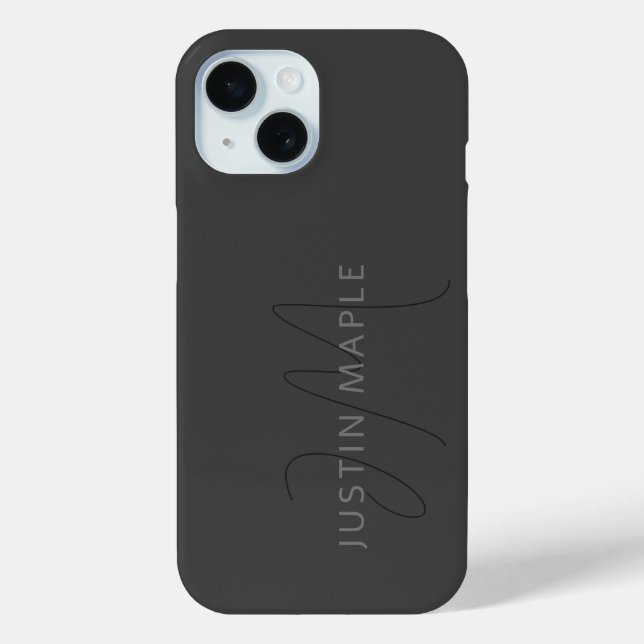 Cooler Name und Monogramm | Dunkelgrau Case-Mate iPhone Hülle (Rückseite)