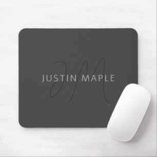 Cooler Name und Monogramm   Dunkelgrau Mousepad