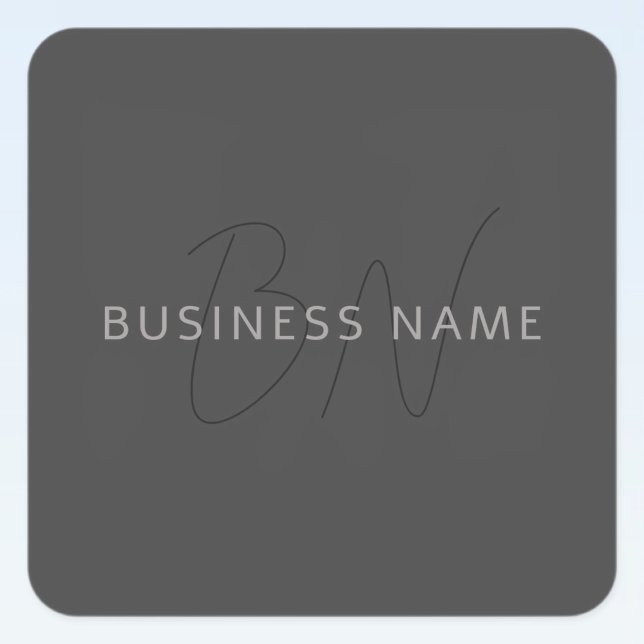 Cooler Name und Monogramm | Dunkelgrau Quadratischer Aufkleber (Von Creator hochgeladen)