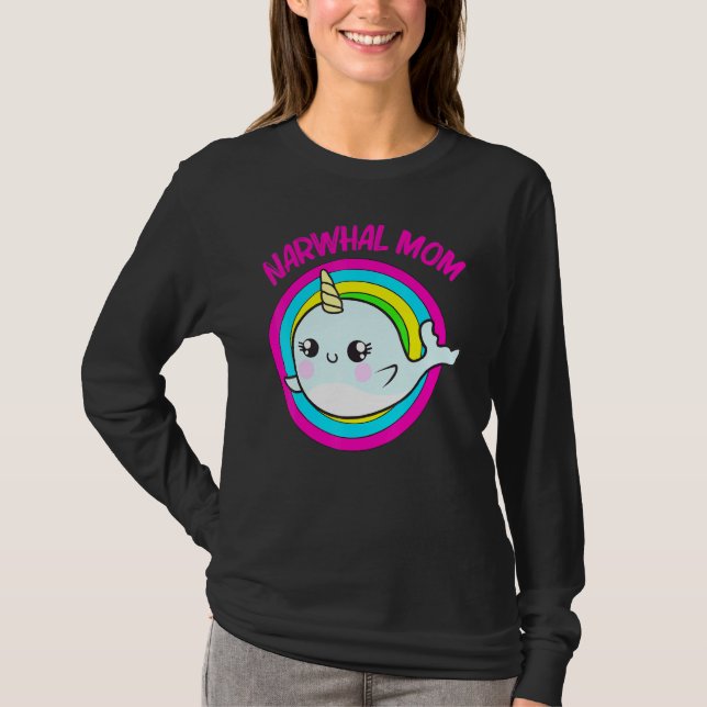 Cooler Narwhal für die Mama Mutter Regenbogen Osts T-Shirt (Vorderseite)
