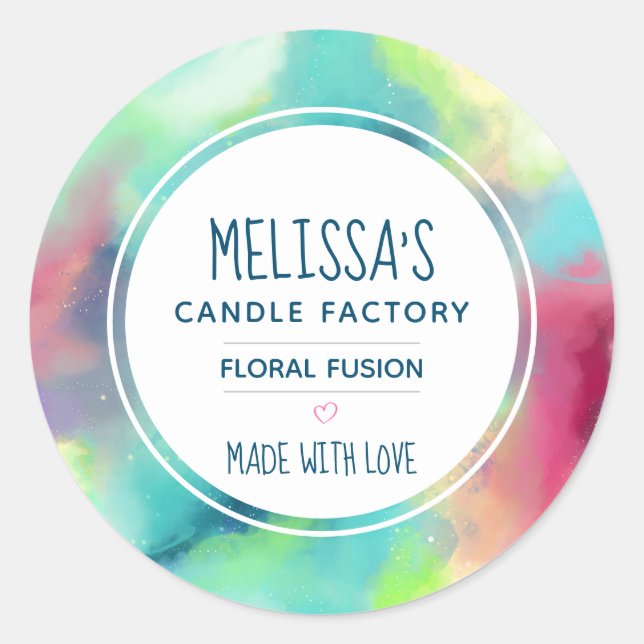 Cooler Nebel aus Grün und Rotem Raum Wasserfarbenk Runder Aufkleber (Vorderseite)