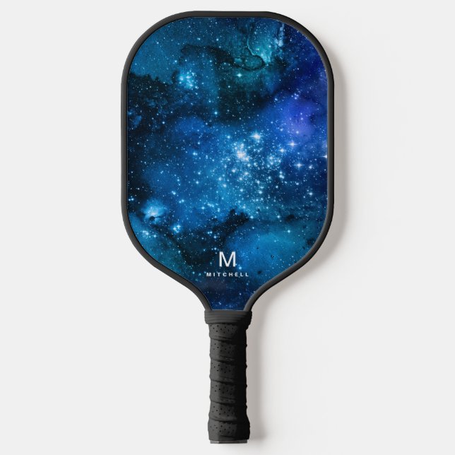 Cooler Nebula Galaxy Monogramm Name Pickleball Pad Schläger (Vorderseite)