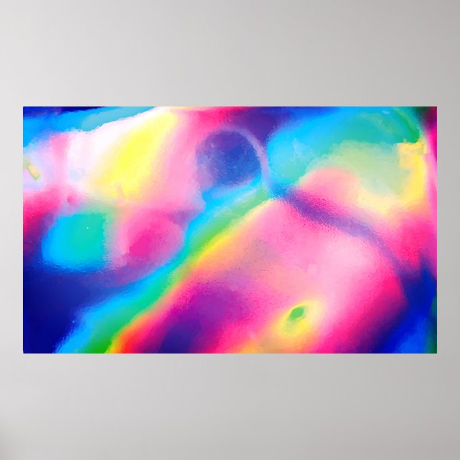 Cooler Neon Unicorn Holografischer Hintergrund Poster (Vorne)