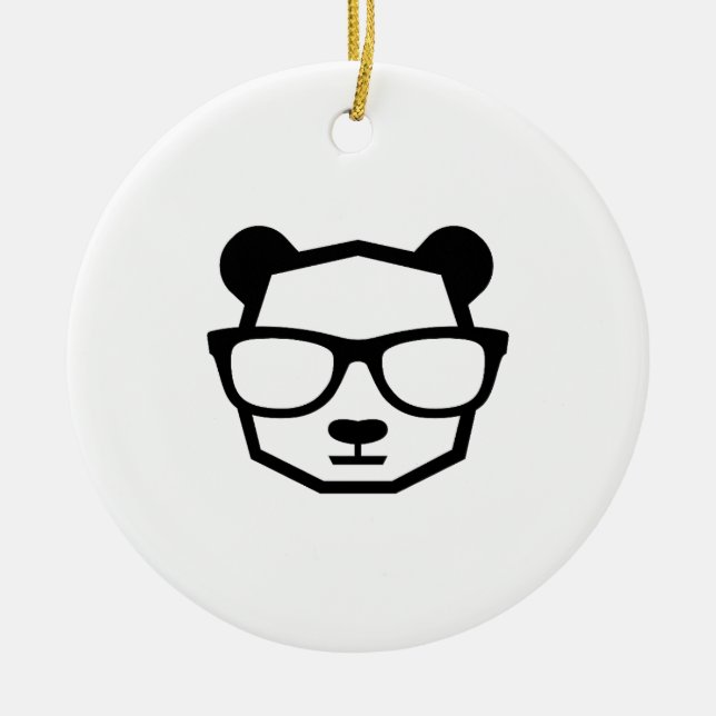 Cooler Nerd-Panda-Geometrie-Symbol Keramik Ornament (Vorne)