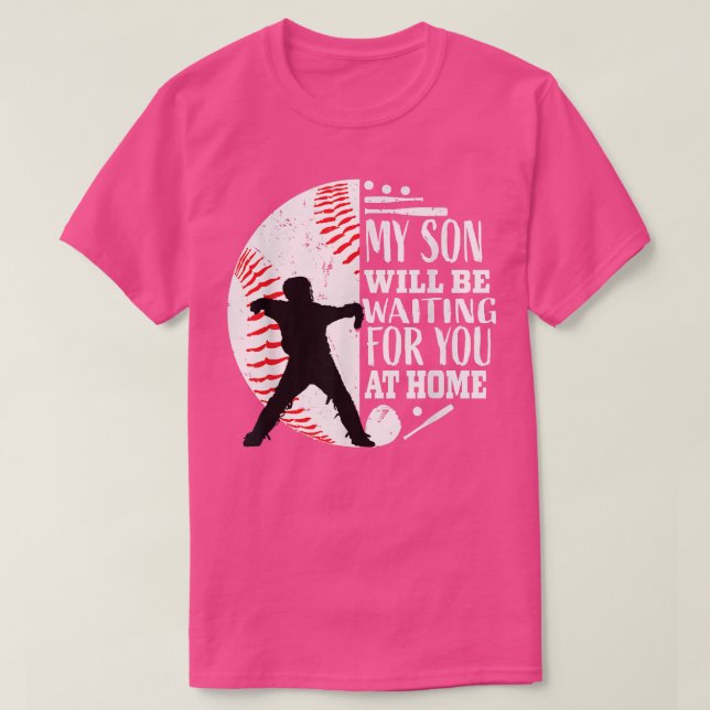 Cooler Niedlicher Baseball Catcher Mama Vater Sohn T-Shirt (Design vorne)