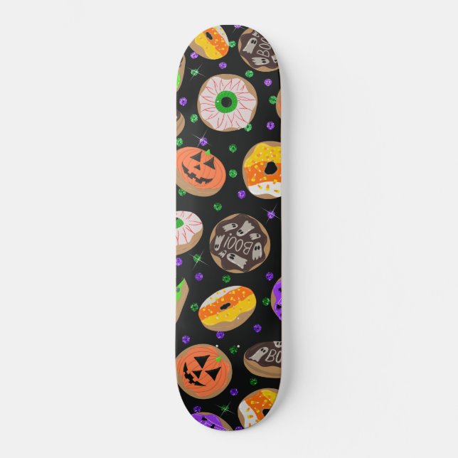 Cooler Niedlicher Glitzer Confetti Donuts Hallowee Skateboard (Vorderseite)
