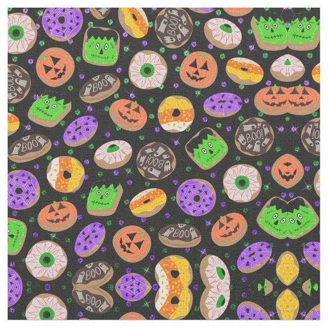 Cooler Niedlicher Glitzer Confetti Donuts Hallowee Stoff (Nahaufnahme)