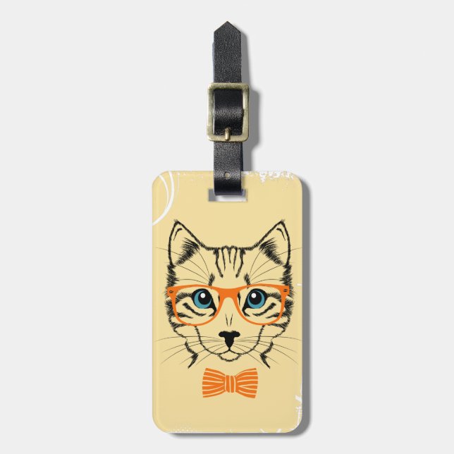Cooler niedlicher Katzen-Hipster Gepäckanhänger (Vorderseite vertikal)