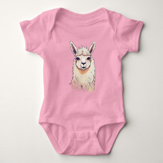 Cooler Niedlicher Llama Baby Strampler (Vorderseite)